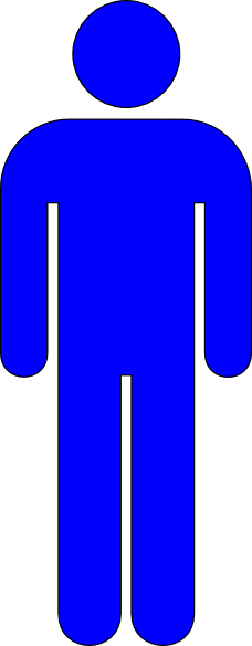 Male Toilet Sign Blue (228x585), Png Download