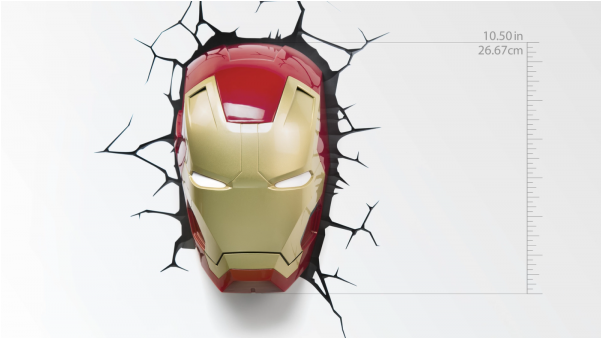 Marvel 3d Deco Wall Light - Iron Man's Helmet (600x750), Png Download