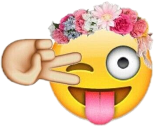 Corona Whatsapp Png - Wink Emoji Flower Crown (509x418), Png Download