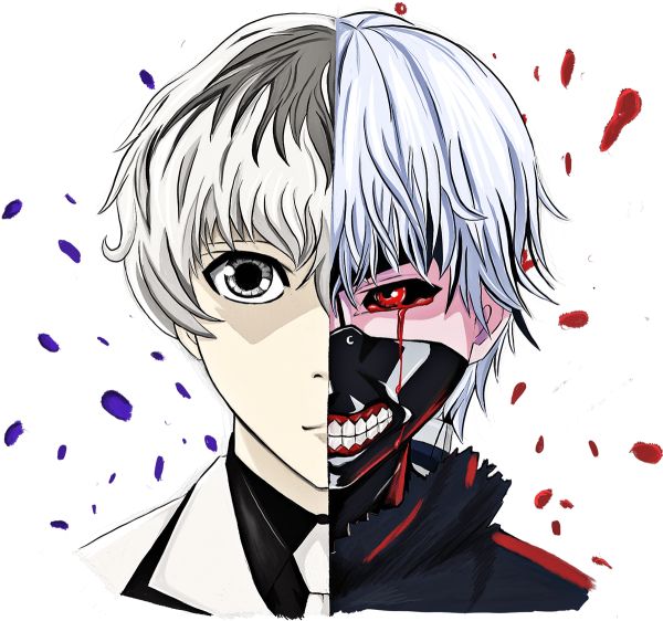 Tokyo Ghoul-kaneki Ken/sasaki Haise - Kaneki Ken Sasaki Haise (600x588), Png Download