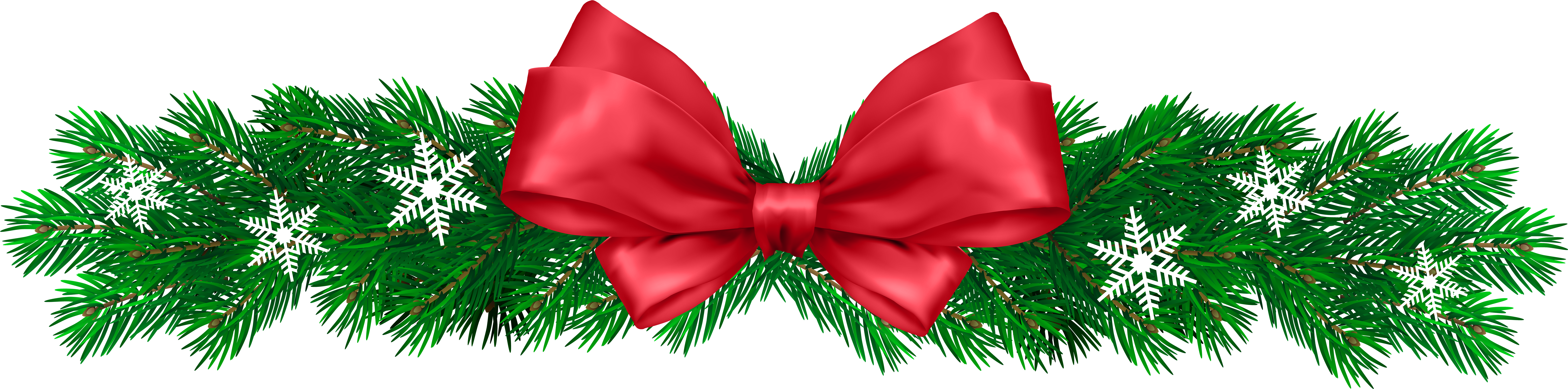 Christmas Pine Decor Png Clip Art Image - Christmas Bells (8000x2047), Png Download