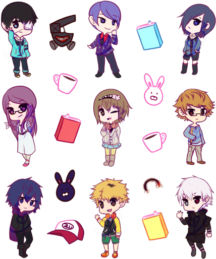 Kaneki - Tokyo Ghoul Chibi Stickers (500x566), Png Download