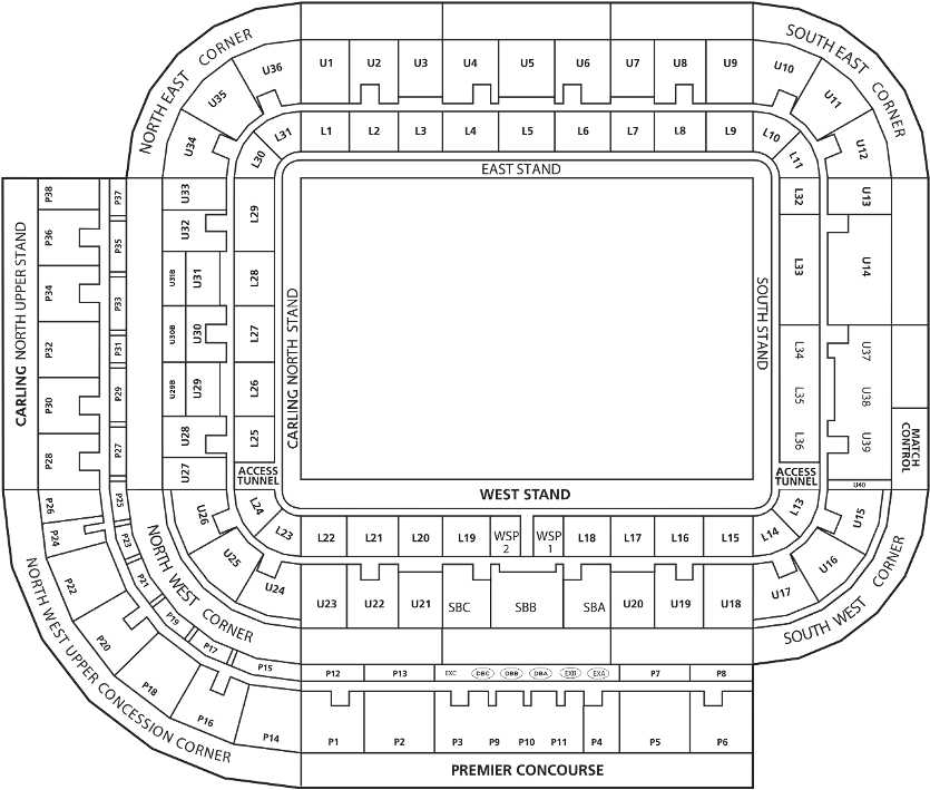 Stadium Of Light Map - Floor Plan (1350x759), Png Download