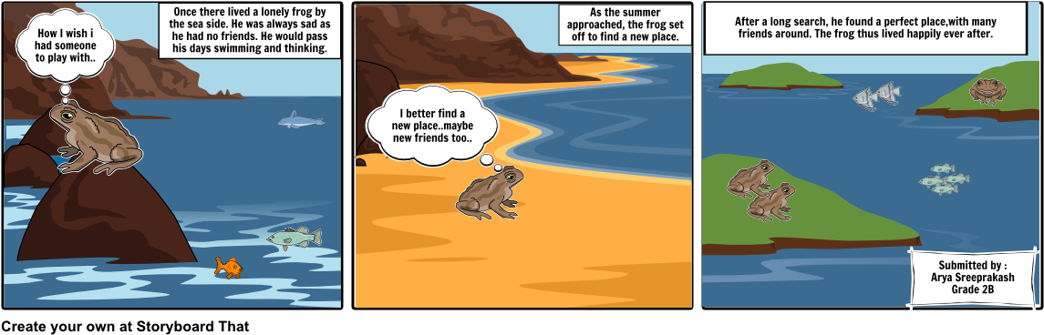 The Lonely Frog - Cartoon (1164x385), Png Download