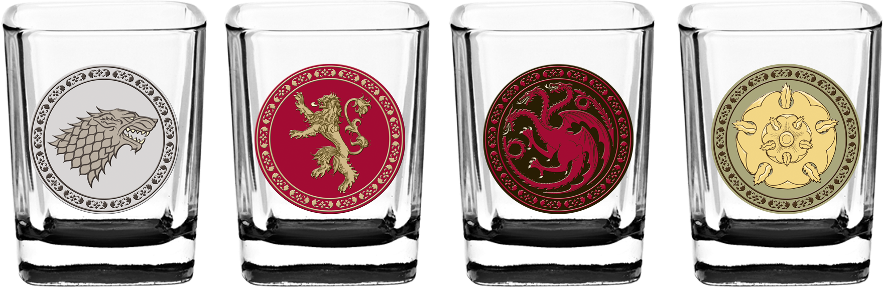 Game Of Thrones House Sigil Shot Glass Set - Game Of Thrones Shot Glass Set Of 4 (1824x760), Png Download