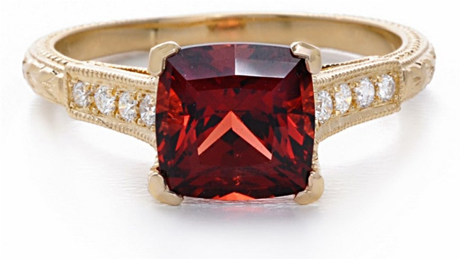 Gold Ring With Stones Maroon (800x500), Png Download