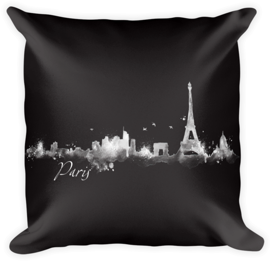 Paris, France Watercolor City Skyline * Black Pillow - East Urban Home 'paris Dark Silhouette' Graphic Art (600x600), Png Download