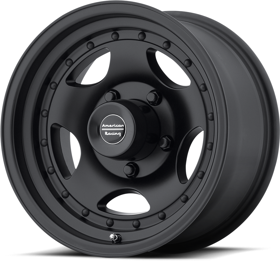Satin Black W/ Clear Coat - American Racing Ar23 Black Wheels (1000x1000), Png Download