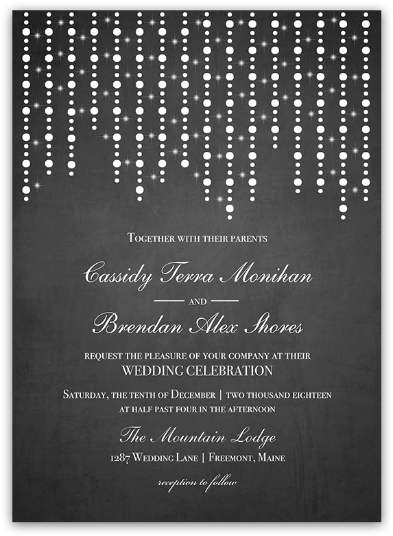 Chalkboard Wedding Invitation Draped String Lights - Wedding Invitation (900x900), Png Download
