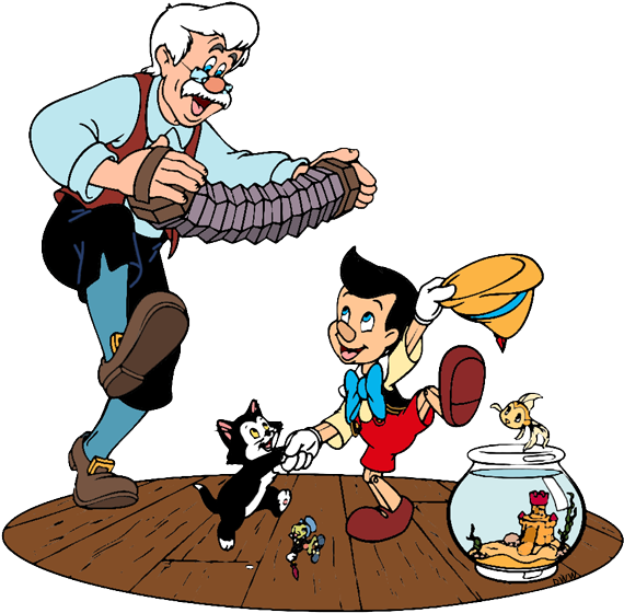 Gepetto, Pinocchio, Figaro Gepetto Playing Accordion - Disney Pinocchio And Figaro Mug465032013259 (575x574), Png Download