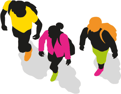 Figure Of Children Walking To School - People Top View Png (900x400), Png Download