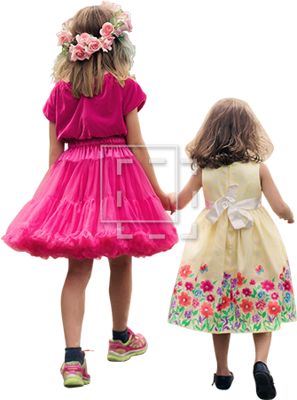 Cutout People - Girl Kid Walking Png (450x450), Png Download