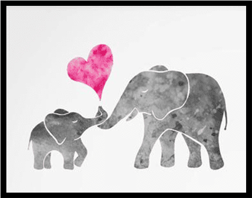 Petite Bello Wall Decor 10x12inch Noframe Elephant - Mom And Baby Elephant Watercolor (600x600), Png Download