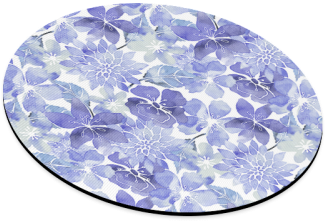 Blue Watercolor Flower Pattern Round Mousepad - Watercolor Painting (500x500), Png Download