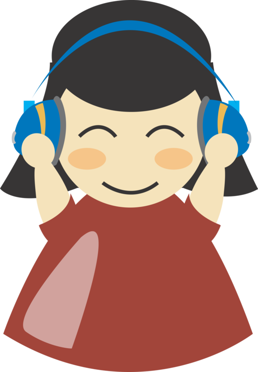Headphones Download Woman Cartoon - Listen Music Cartoon Png (521x750), Png Download