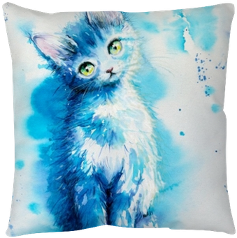 Sitting Cute Little Blue Cat - Imagenes De Gatos Acuarelas (400x400), Png Download