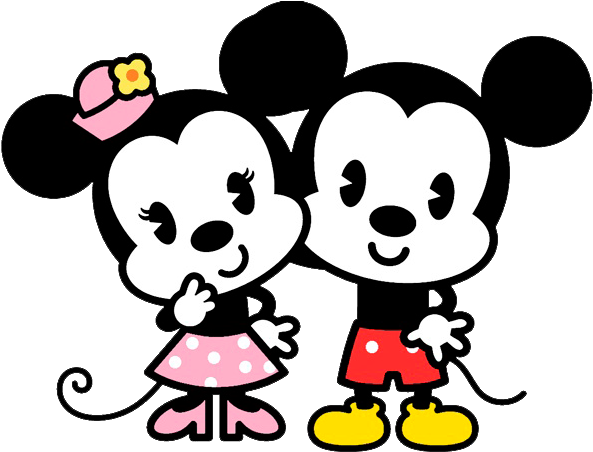 Png De Mickey Y Minnie By Nattribute On Deviantart - Kawaii Mickey And Minnie (599x493), Png Download