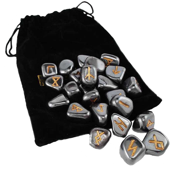 Stunning Hand Carved Hematite Rune Set, Elder Futhark, - Hematite Runes Scarabeo (600x600), Png Download