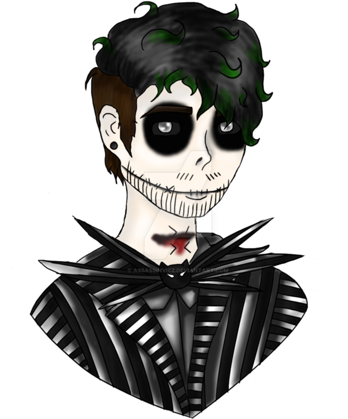 Graphic Black And White Jacksepticeye As Skellington - Jack Skellington Drawings (894x894), Png Download