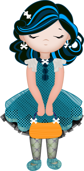 Fashion Clipart Child - Halloween Girl Clipart (353x720), Png Download