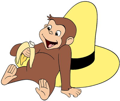 Curious George Resting Against The Yellow Hat - Roommates Curious George Peel & Stick Wall Decals (400x400), Png Download