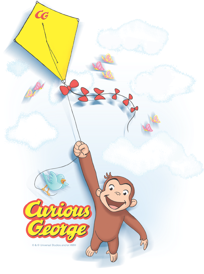 Curious George Flight Men's Long Sleeve T-shirt - Curious George (666x900), Png Download