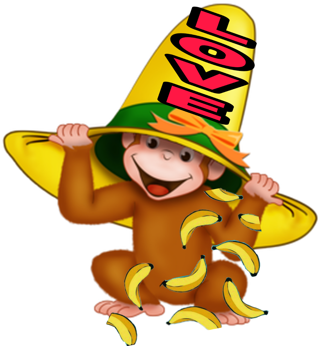 Stickerremix Curiousgeorge Love Bananas @hawtgyal4 - Drawing (1024x1107), Png Download