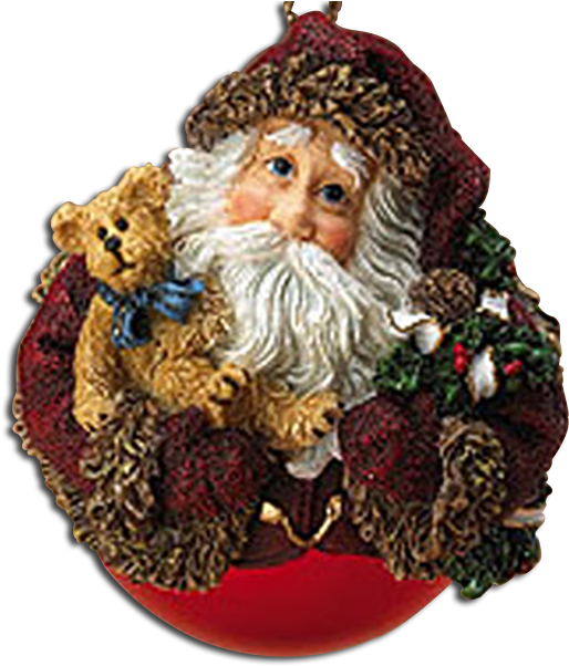 Boyds Woodland Santa Shimmering Red Glass Ball Ornament - Boyds Bears (530x612), Png Download