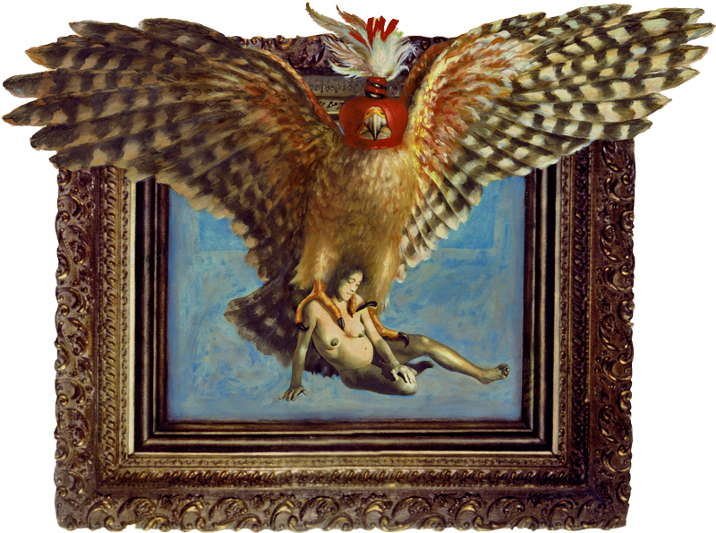 Oil And Collage On Arches 300lb Prepared Paper - Hawk (800x595), Png Download