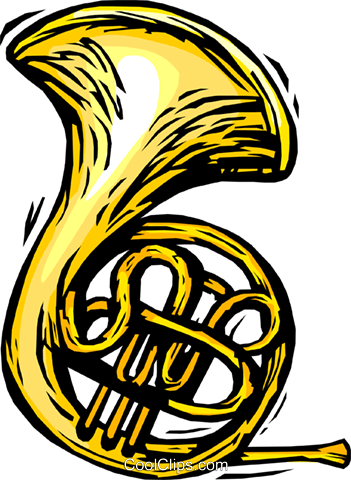 French Horn Royalty Free Vector Clip Art Illustration - Clipart French Horn (351x480), Png Download
