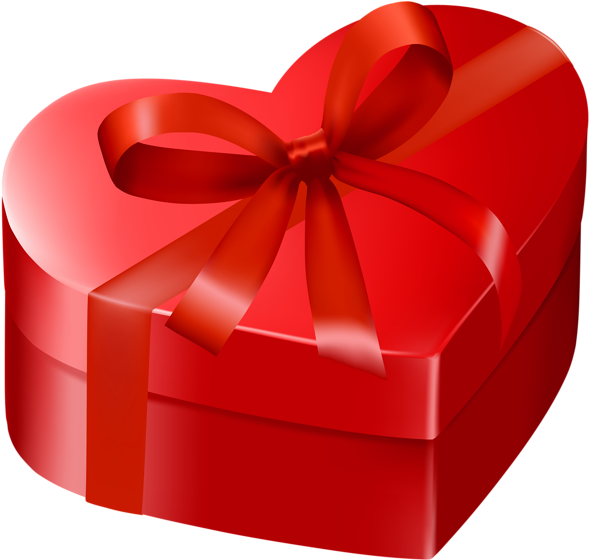 Red Gift Box Png - Red Heart Gift Box (600x571), Png Download