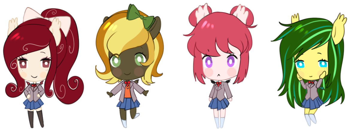 Kaikururu, Doki Doki Literature Club, Monika, Natsuki, - Sayori Transparent Background (1280x604), Png Download