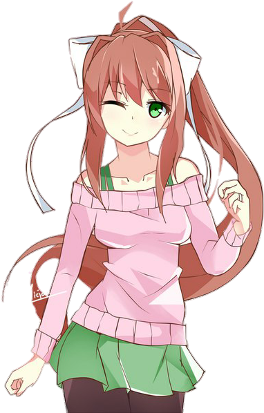 #ddlc #doki Doki Literature Club #yuri #monika #sayori - Monika X Yuri Ddlc (427x604), Png Download