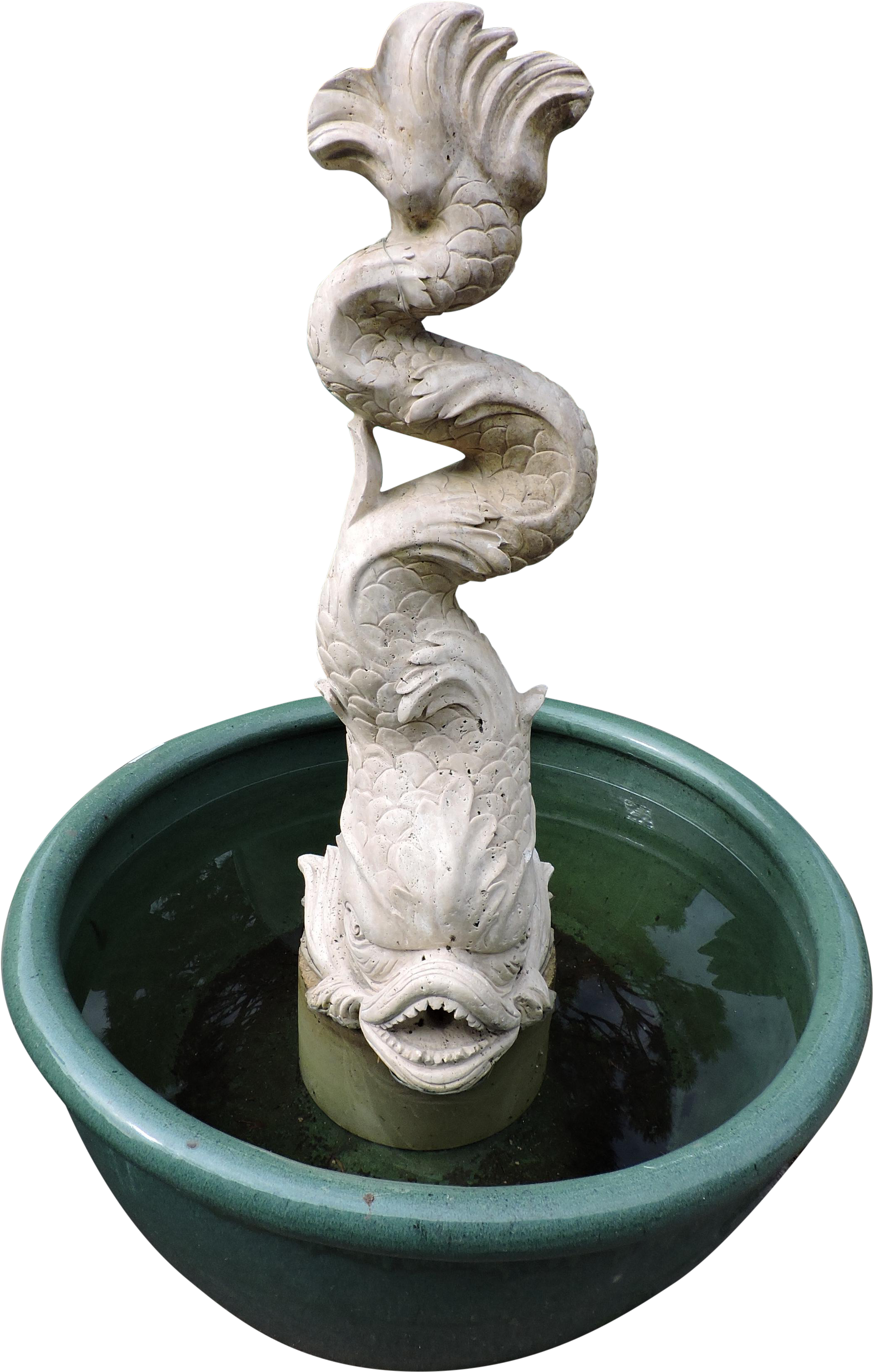 Lovely Travertine Marble Sea Serpent Water Fountain - Fountain (2326x3654), Png Download