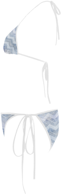 Chevron In Blue Watercolors Custom Bikini Swimsuit - Swimsuit Top (500x500), Png Download