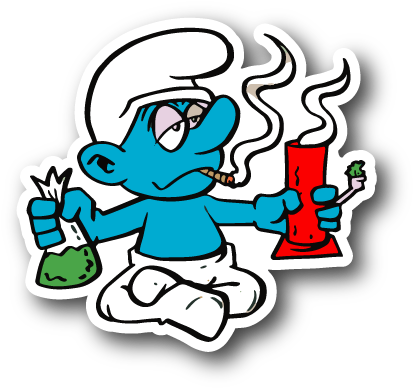 Blue Cartoon Hitting A Bong Sticker - Weed Bong Stickers (600x600), Png Download
