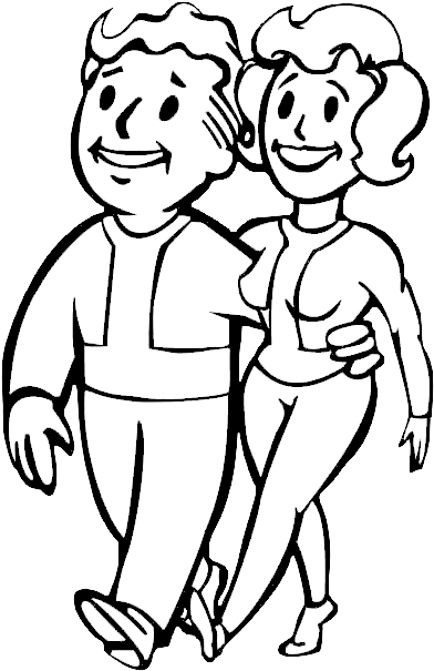 Vault Boy And Vault Girl (448x640), Png Download