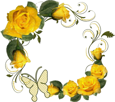 Yellow Rose Frame Jaune Cadre Rose - Yellow Rose Frame Png (400x354), Png Download