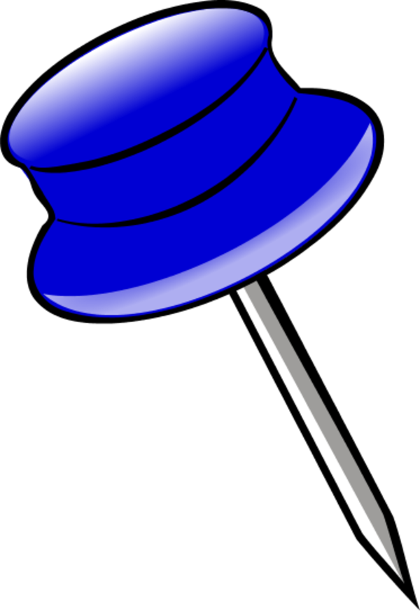 Pin, Blue, Office, Notice, Clerical, Tack - Pin Clip Art (439x640), Png Download