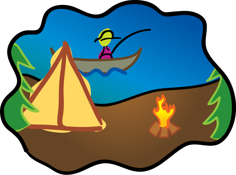 Fire, Kids, Cartoon, Free, Boat, Camping, Cartoons - Lake Camping Clipart (640x475), Png Download