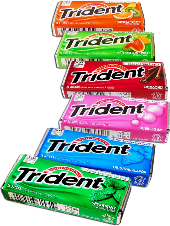 3 Pack - Trident Sugar Free Gum Spearmint 12 Pack (18 (592x791), Png Download