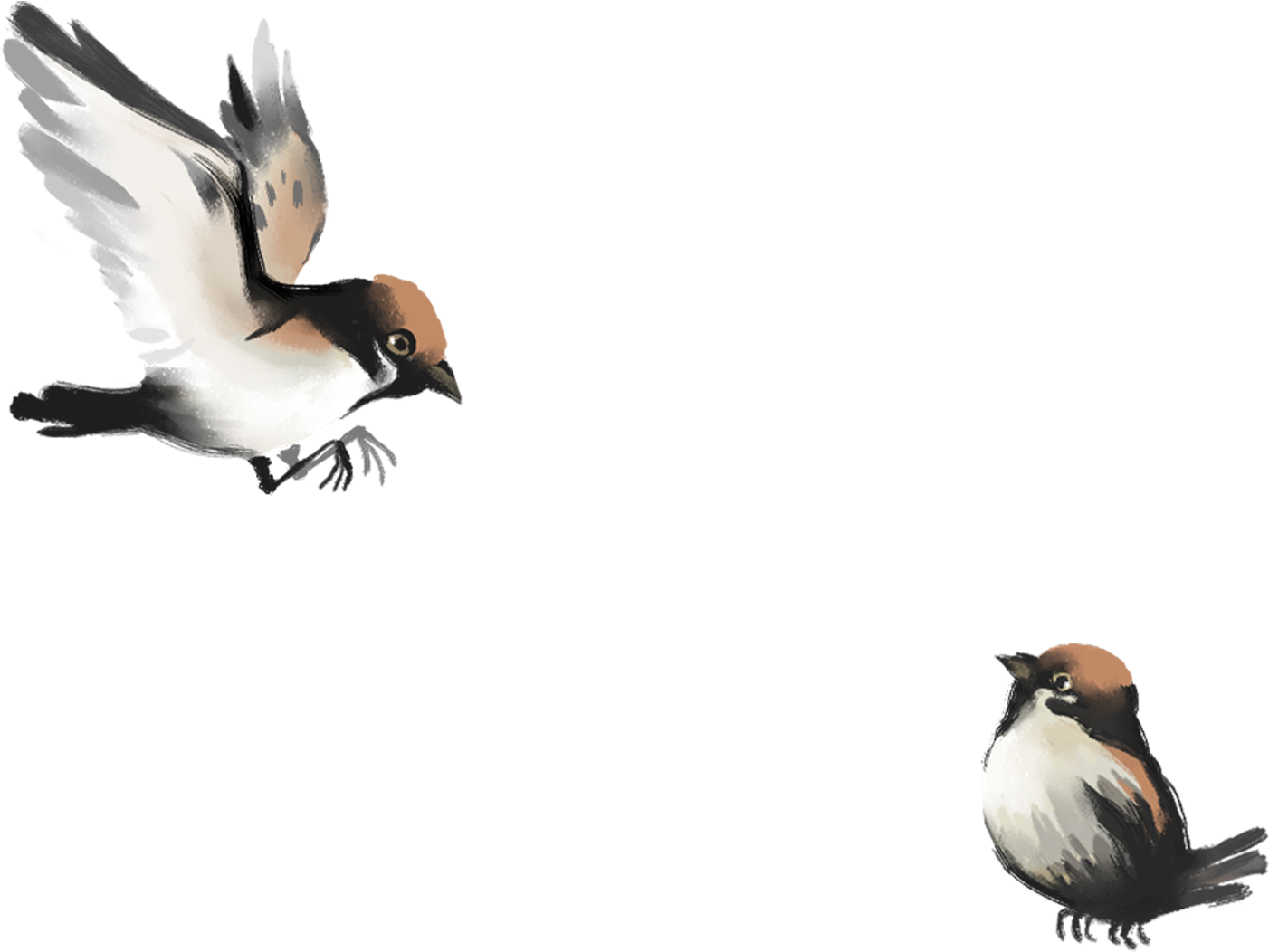 Iphone 6 Bird Painting Drawing Wallpaper - Chinese Brush Painting Sparrow (1890x1388), Png Download
