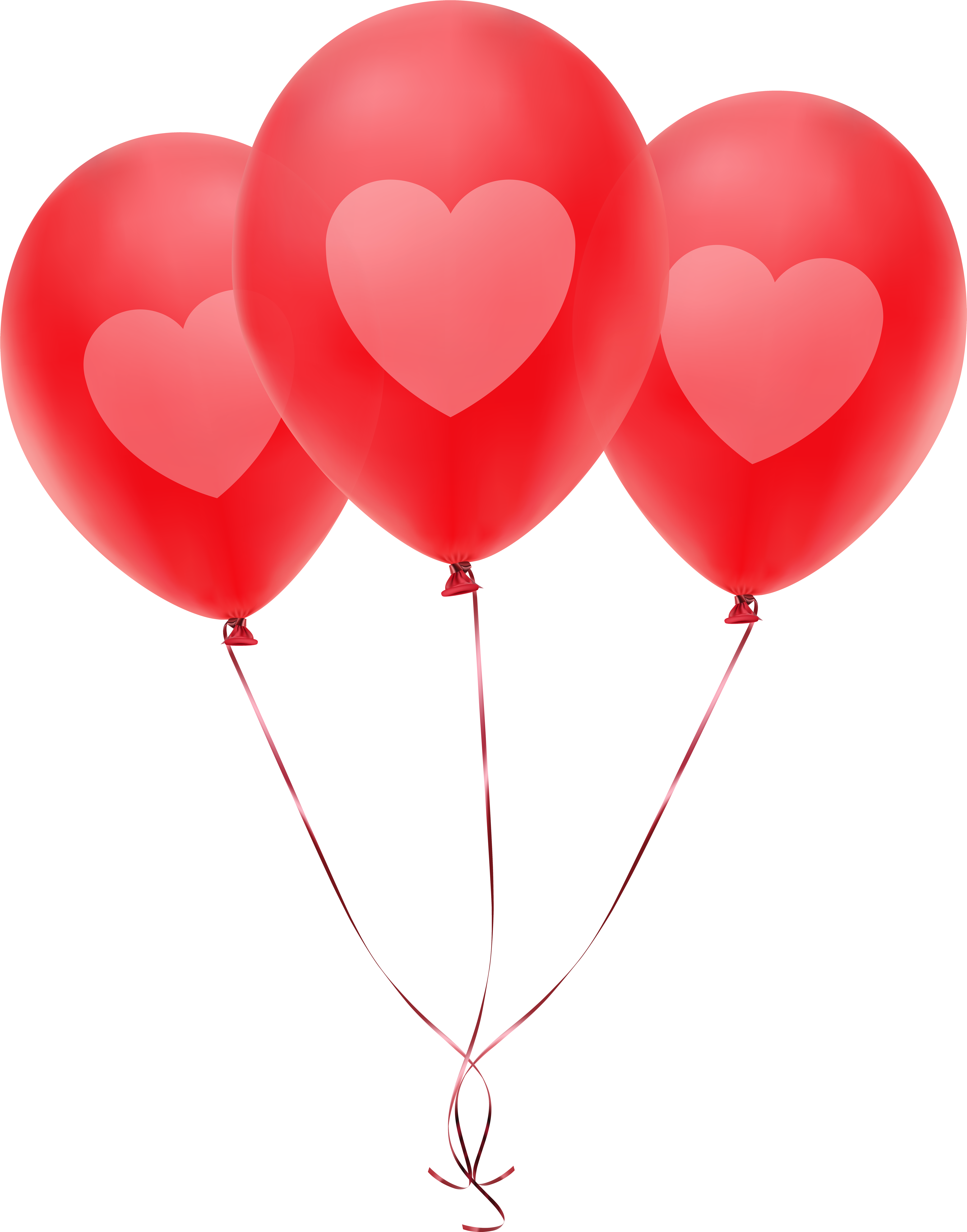 Red Balloons With Heart Transparent Png Clip Art Image (6280x8000), Png Download