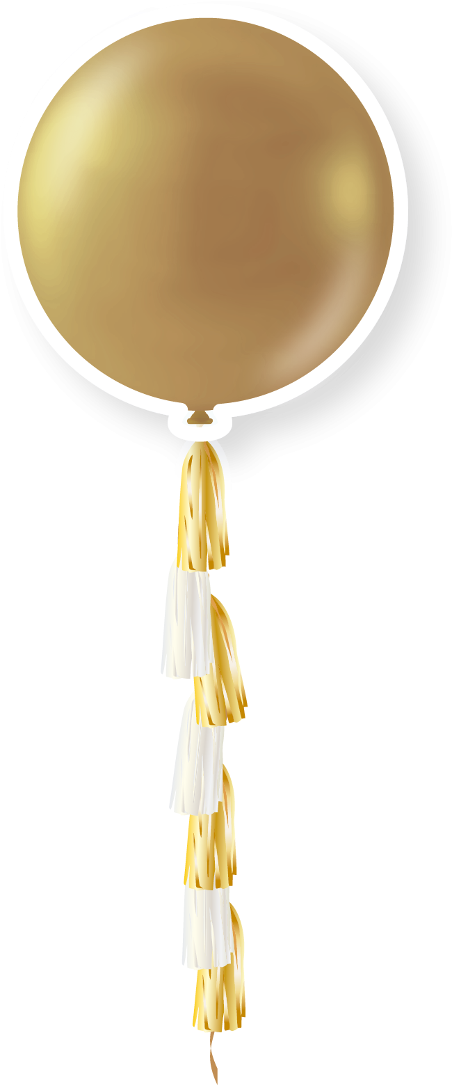 36'' Golden Balloon W/tassle - Balloon (706x1590), Png Download