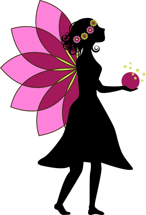 Silhouettes Of Fairies - เงา นางฟ้า สี ดำ (490x720), Png Download