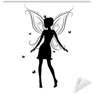 Beautiful Fairy Silhouette On A White Background - Fairy Silhouette White Background (400x400), Png Download