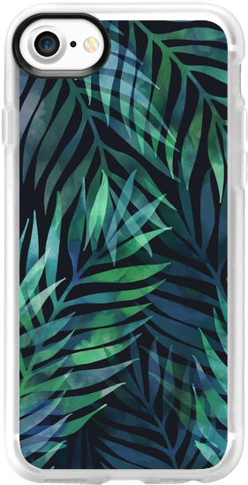 Dark Green Watercolor Tropical Palm Leaves Pattern - Dark Green Palms Leaves Pattern Scarf (282x560), Png Download