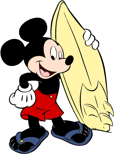 Disney Surfboard Clipart Amp Disney Surfboard Clip - Mickey Surf Png (469x632), Png Download