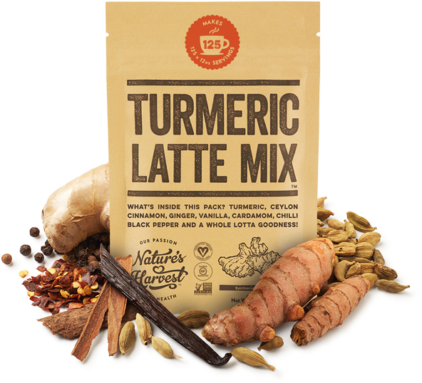 Tlm New Dec 17 Small - Natures Harvest Turmeric Latte Mix 70g (600x544), Png Download