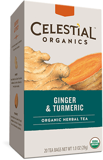 Organic Ginger & Turmeric Tea Bags - Celestial Seasonings Organic Ginger & Turmeric (600x600), Png Download